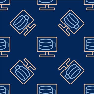 Satır Bulutu veritabanı simgesi mavi arkaplanda izole edilmiş pürüzsüz desen. Bulut hesaplama konsepti. Veri aktarımlı dijital servis ya da uygulama. Vektör