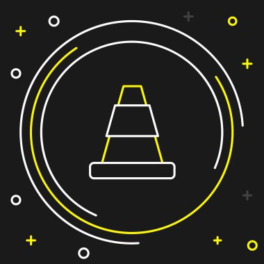 Line Traffic cone icon isolated on black background. Colorful outline concept. Vector