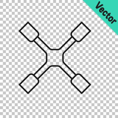 Siyah çizgi tekerlek anahtarı simgesi şeffaf arkaplanda izole edildi. Tekerlek desteği. Vektör
