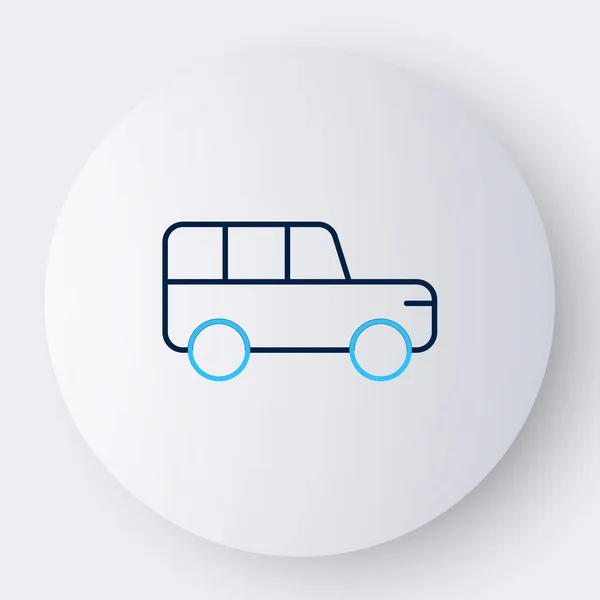Line Safari Auto-Symbol isoliert auf weißem Hintergrund. Buntes Rahmenkonzept. Vektor — Stockvektor