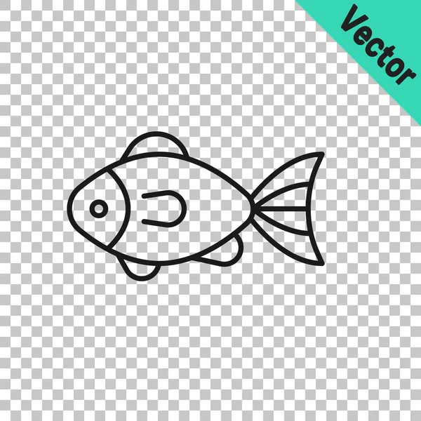 Black line Fish icon isolated on transparent background. Vector — Stock Vector