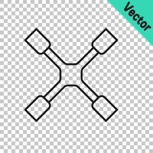 Siyah çizgi tekerlek anahtarı simgesi şeffaf arkaplanda izole edildi. Tekerlek desteği. Vektör