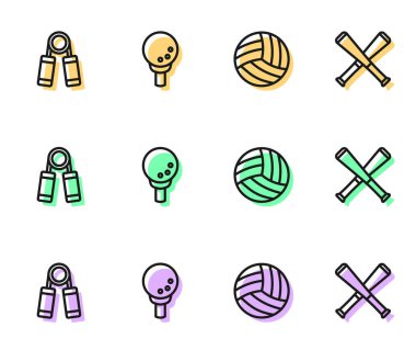 Saha çizgisi voleybol, spor genişleticisi, golf ve çapraz beyzbol sopası ikonu. Vektör