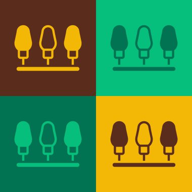 Pop Art Noel Işıkları simgesi renk arkaplanında izole edilmiş. Mutlu Noeller ve mutlu yıllar. Vektör