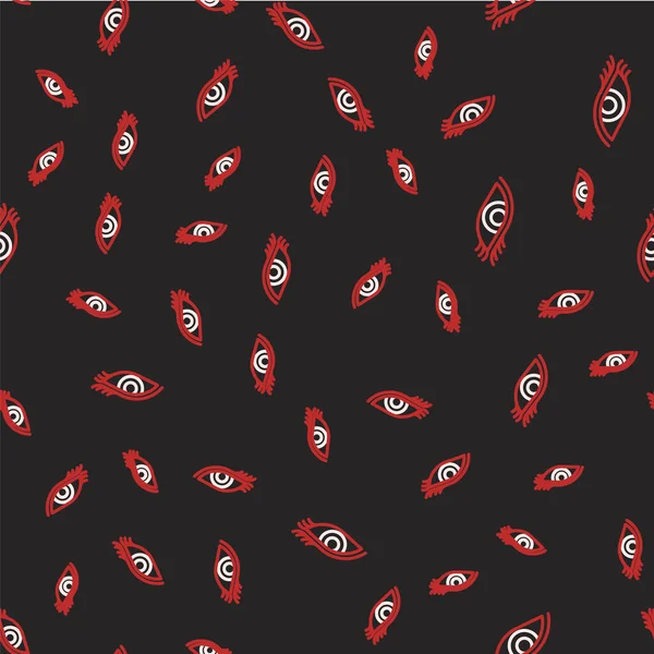Line Beautiful woman eye icon isolated seamless pattern on black background. Vector — Vettoriale Stock