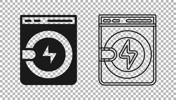 Black Washer Symbol isoliert auf transparentem Hintergrund. Waschmaschinensymbol. Kleiderwaschmaschine - Waschmaschine. Haushaltsgerätesymbol. Vektor — Stockvektor