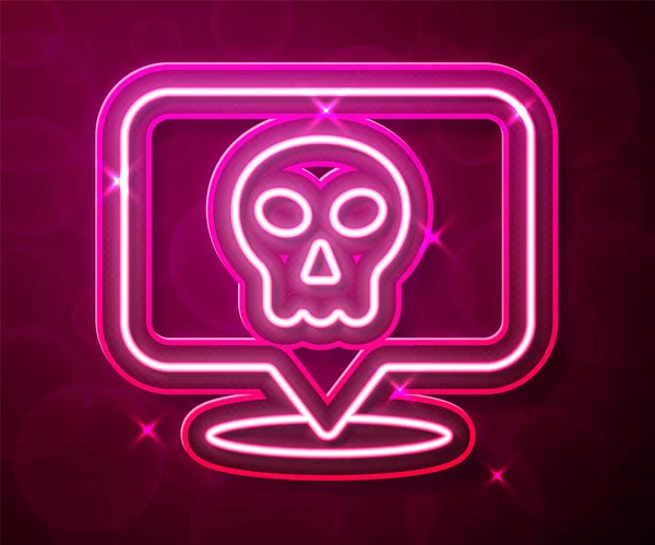 Glowing neon line Skull icon isolated on red background. Happy Halloween party. Vector — Vetor de Stock