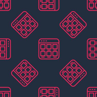 Ekran simgesinde kırmızı hat çevrimiçi alışveriş siyah arkaplanda izole edilmiş pürüzsüz desen. Konsept e-ticaret, e-ticaret, online iş pazarlama. Vektör