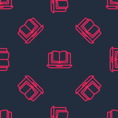 Kırmızı çizgi çevrimiçi sınıf simgesi siyah arkaplanda izole edilmiş. Çevrimiçi eğitim kavramı. Vektör