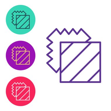 Beyaz arkaplanda izole edilmiş katmanlar giysisi ikonu oluşturun. Kumaş özellikleri. Simgeleri renklendirin. Vektör