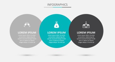 Noel Baba çantası hediyesi, bir kadeh şampanya ve kilise binası. Ticari bilgi şablonu. Vektör