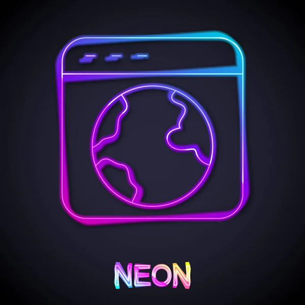 Világító neon vonal Világszerte ikon elszigetelt fekete háttérrel. Tűt a bolygóra. Vektor — Stock Vector