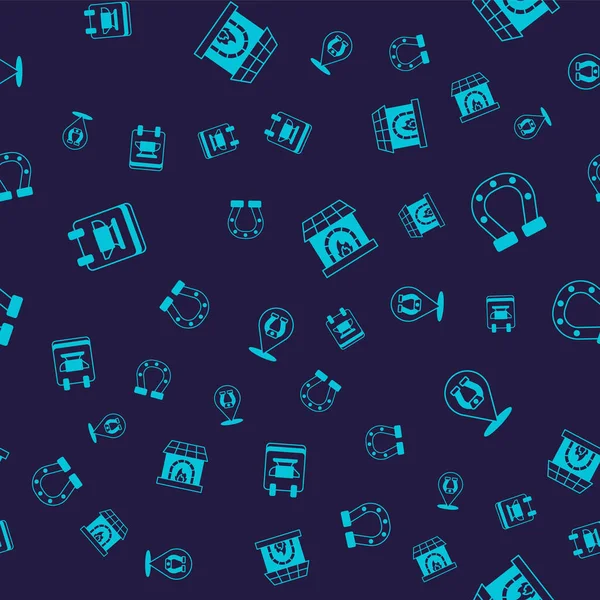 Demirci örs aletini, at nalını, fırını ve kusursuz deseni ayarla. Vektör