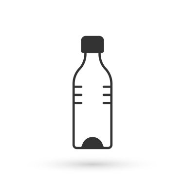 Beyaz arka planda izole edilmiş gri su ikonu şişesi. Soda su içme tabelası. Vektör