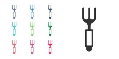 Siyah Çatal simgesi beyaz arkaplanda izole edildi. Çatal bıçak sembolü. Simgeleri renklendirin. Vektör