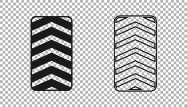 Siyah araba tekerleği simgesi şeffaf arkaplanda izole edildi. Vektör