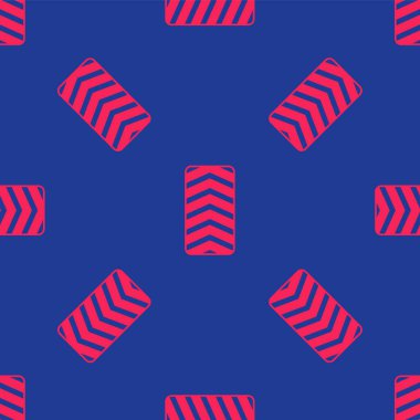 Kırmızı araba tekerleği ikonu mavi arka planda izole edilmiş pürüzsüz desen. Vektör