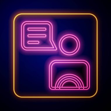 Parlayan neon taksi sürücüsü simgesi siyah arkaplanda izole edildi. Vektör