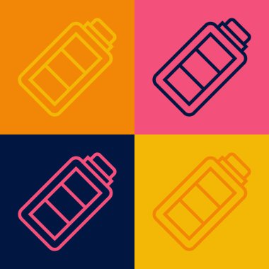 Pop Art Line Batarya şarj seviyesi göstergesi simgesi renk arkaplanında izole edildi. Vektör