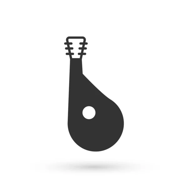 灰色乌克兰传统乐器Bandura图标孤立于白色背景 — 图库矢量图片