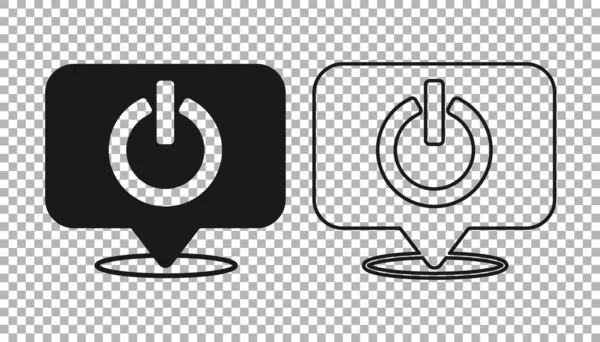 Şeffaf Arkaplanda Siyah Güç Simgesi Izole Edildi Başlat Işareti Vektör — Stok Vektör