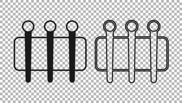 Şeffaf arkaplanda izole edilmiş simge dikmek için siyah iğne. Terzi sembolü. Tekstil el sanatları tabelasını diker. Nakış aletleri. Vektör