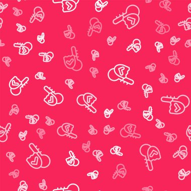 Beyaz çizgi Meteoroloji termometresi kırmızı arkaplanda izole edilmiş ikonu ölçüyor. Termometre termometresi sıcak ya da soğuk hava gösteriyor. Vektör