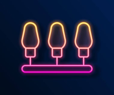 Parlayan neon hattı Noel ışıkları simgesi siyah arkaplanda izole edildi. Mutlu Noeller ve mutlu yıllar. Vektör