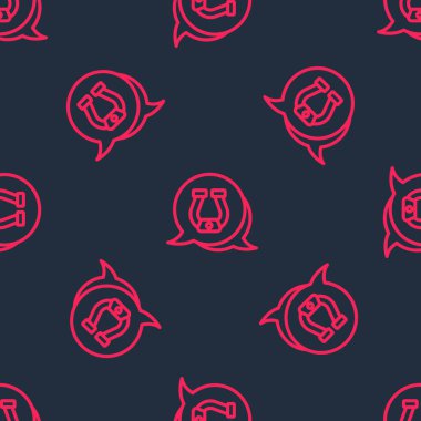 Kırmızı çizgi at nalı simgesi siyah arkaplanda izole edilmiş. Vektör