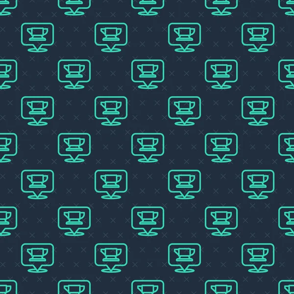 Yeşil çizgi demirci örs aracı simgesi mavi arkaplanda izole edilmiş pürüzsüz desen. Metal dövmesi. Kalpazanlık aleti. Vektör