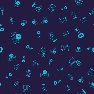 Şifre korumasını, eski anahtarı, kilidi ve belgeyi ayarla ve kusursuz desene kilitlen. Vektör