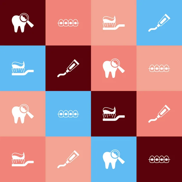 Zestaw Pop Art Złamany Ząb Zęby Szelkami Pasta Zębów Szczoteczki — Wektor stockowy