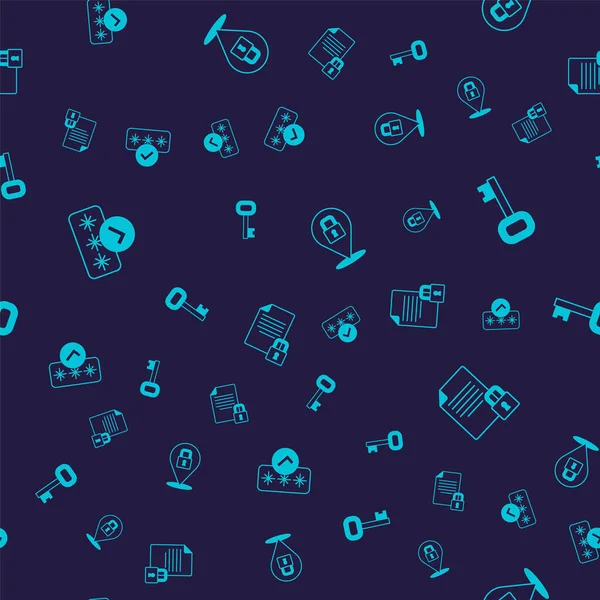 Şifre korumasını, eski anahtarı, kilidi ve belgeyi ayarla ve kusursuz desene kilitlen. Vektör