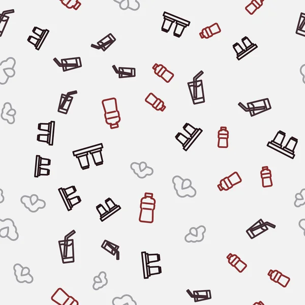 Hat su filtresi kartuşu, su dolu cam, bulut yağmuru ve dikişsiz desenli bir şişe. Vektör