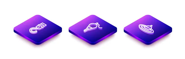 Set Isometric Line Spring Scale Fishing Float Water Icon Vector — Vettoriale Stock
