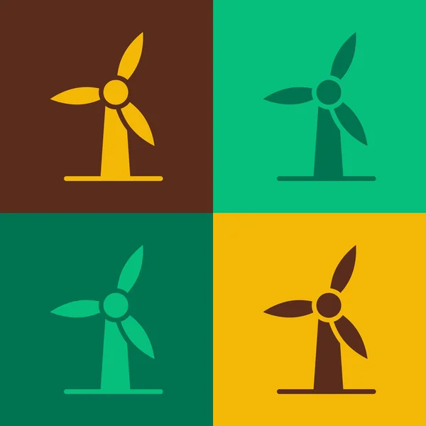 Pop art Icono de turbina de viento aislado en el fondo de color. Cartel del generador eólico. Molino de viento para producción de energía eléctrica. Vector — Vector de stock