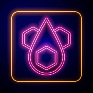 Parlayan neon bal peteği simgesi siyah arkaplanda izole edildi. Bal hücrelerinin sembolü. Tatlı doğal yemek. Vektör