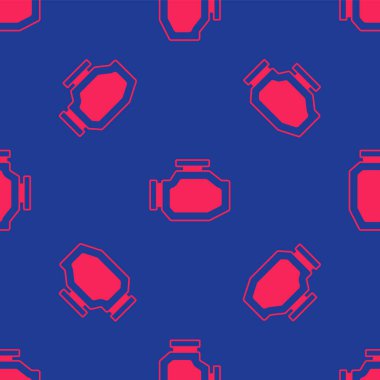 Kırmızı Kontrol motor simgesi mavi arkaplanda izole edilmiş. Vektör