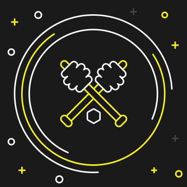 Çizgi Bal Çubuğu simgesi siyah arkaplanda izole edildi. Tatlı kepçe. Renkli taslak konsepti. Vektör