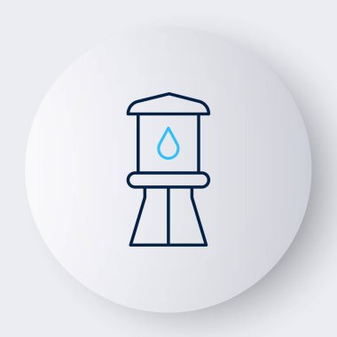 Line Water kulesi simgesi beyaz arkaplanda izole edildi. Renkli taslak konsepti. Vektör