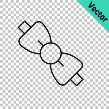 Şeffaf arkaplanda siyah çizgi papyon simgesi izole edildi. Vektör