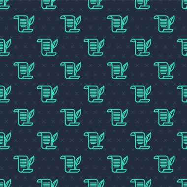 Yeşil Hat Zarfı, üzerinde noel partisi davetiye kartı simgesi olan mavi arka planda kusursuz desen izole edildi. Mutlu Noeller ve mutlu yıllar. Vektör