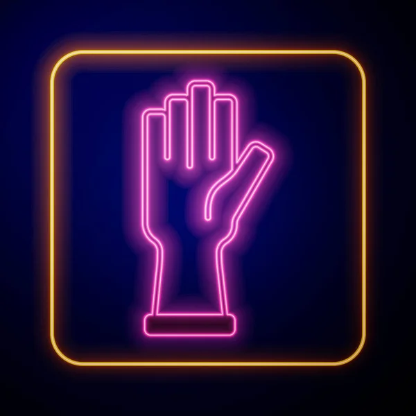 Glowing neon Protective gloves icon isolated on black background. Vector — Διανυσματικό Αρχείο