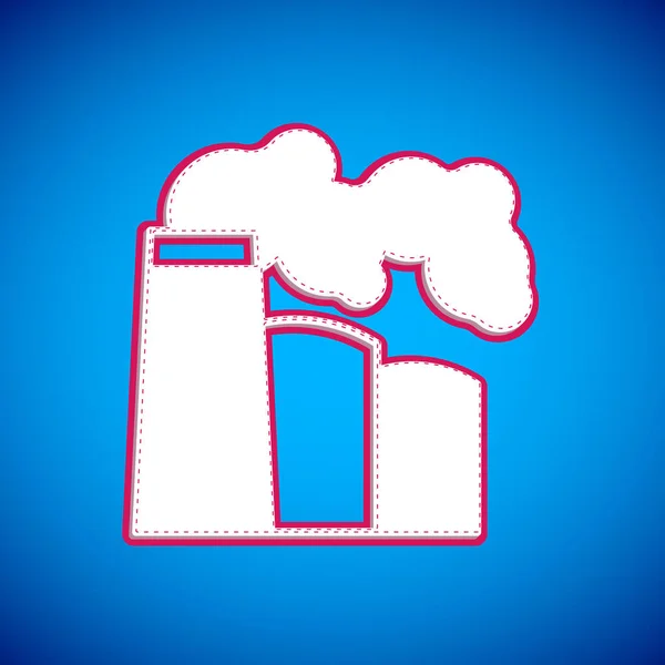 White Oil and gas industrial factory building icon isolated on blue background. Vector — стоковый вектор