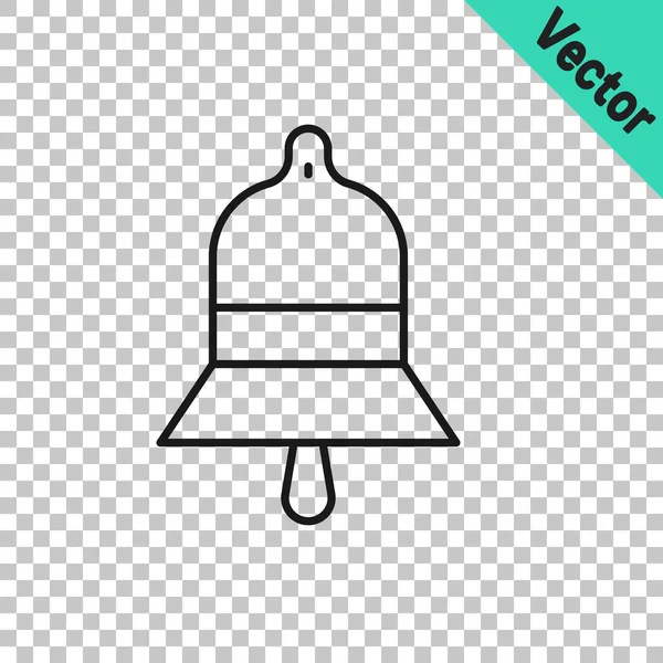 Línea negra Icono de campana de estación de tren aislado sobre fondo transparente. Vector — Vector de stock