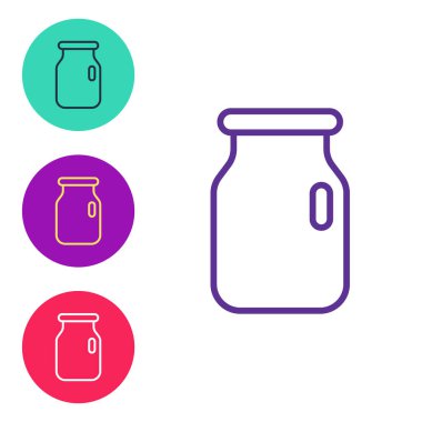 Beyaz arkaplanda izole edilmiş tornavida simgesi olan cam kavanozu ayarla. Simgeleri renklendirin. Vektör