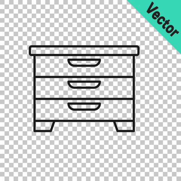 Schwarze Linie Kommode Symbol isoliert auf transparentem Hintergrund. Vektor — Stockvektor