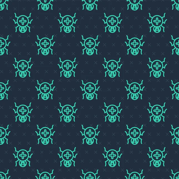 Yeşil çizgi ikonu mavi arka planda kusursuz deseni izole etti. Mutlu Cadılar Bayramı Partisi. Vektör