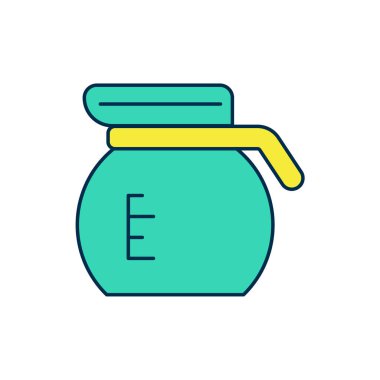 Beyaz arka planda izole edilmiş kahve demliği simgesi. Vektör