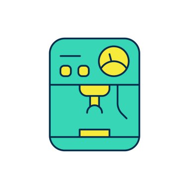 Doldurulmuş kahve makinesi simgesi beyaz arka planda izole edilmiş. Vektör